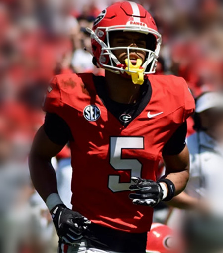 Georgia Bulldogs #5 Noah Thomas Maroon Football Game Jersey 