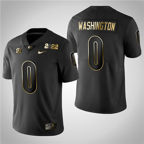 Georgia Bulldogs 0 Darnell Washington Golden 2021 National Champions Jersey Black