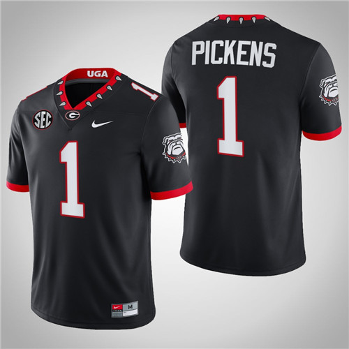 Georgia Bulldogs 1 George Pickens 100th Anniversary Block Number Font Jersey Black