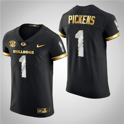 Georgia Bulldogs 1 George Pickens College Football Golden Edition Jersey Black