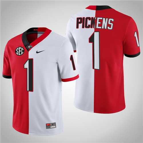 Georgia Bulldogs 1 George Pickens College Football Split Edition Jersey Red White