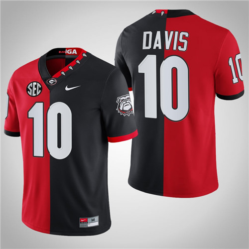 Georgia Bulldogs 10 Fran Tarkenton 100th Season NFL Alumni Split Edition Jersey Red Black