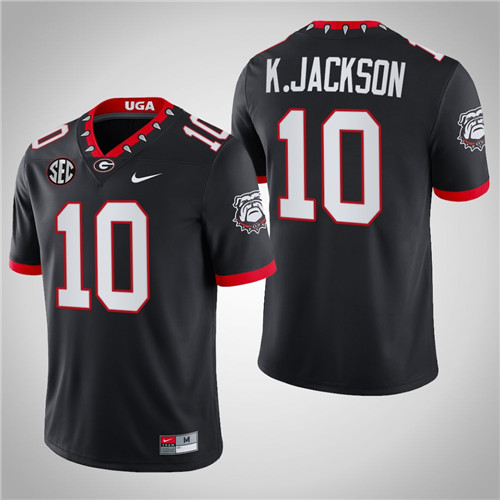 Georgia Bulldogs 10 Kearis Jackson Chick-fil-A Block Number Font Jersey Black