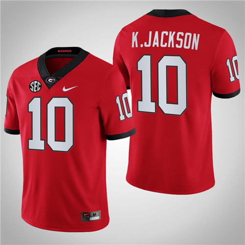 Georgia Bulldogs 10 Kearis Jackson Chick-fil-A Block Number Font Jersey Red