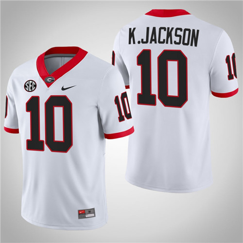 Georgia Bulldogs 10 Kearis Jackson Football Block Number Font Jersey White