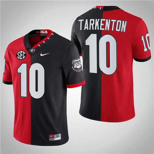 Georgia Bulldogs 10 Thomas Davis 100th Season NFL Alumni Split Edition Jersey Red Black