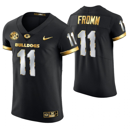 Georgia Bulldogs 11 Jake Fromm Authentic Golden Edition Jersey Black
