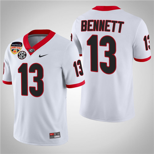 Georgia Bulldogs 13 Stetson Bennett 100th Anniversary 2021 Orange Bowl Jersey White