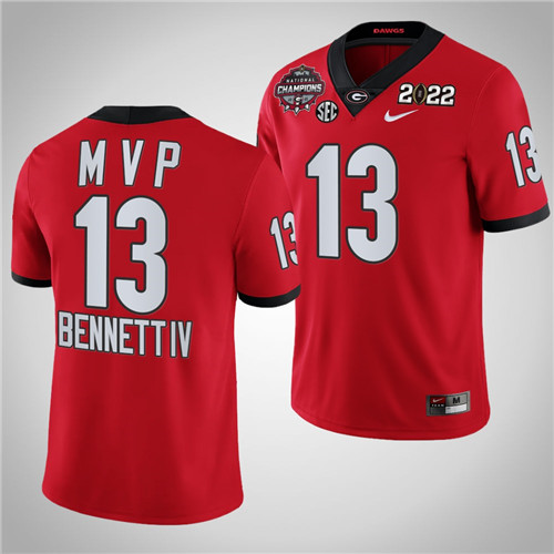 Georgia Bulldogs 13 Stetson Bennett 2021-22 CFP National Champions MVP Jersey Red