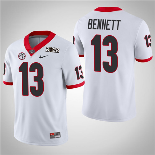 Georgia Bulldogs 13 Stetson Bennett Game 2021 National Champions Jersey White
