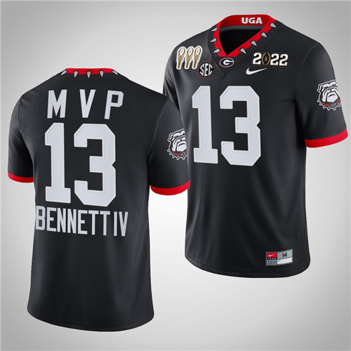 Georgia Bulldogs 13 Stetson Bennett MVP 3-Times CFP National Champions Jersey Black