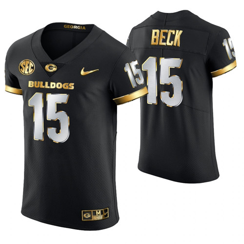 Georgia Bulldogs 15 Carson Beck Authentic Golden Edition Jersey Black