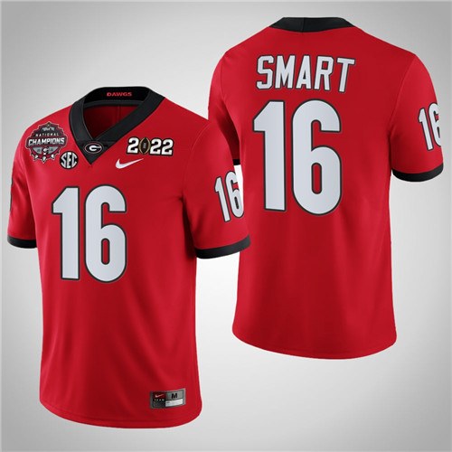 Georgia Bulldogs 16 Kirby Smart Honor Coah 2021 CFP National Champions Jersey Red