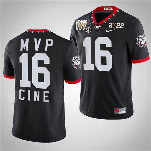 Georgia Bulldogs 16 Lewis Cine 2021-22 CFP National Champions MVP Jersey White