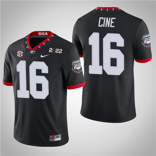 Georgia Bulldogs 16 Lewis Cine Game 2021 National Champions Jersey Black