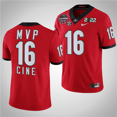 Georgia Bulldogs 16 Lewis Cine MVP 3-Times CFP National Champions Jersey Black