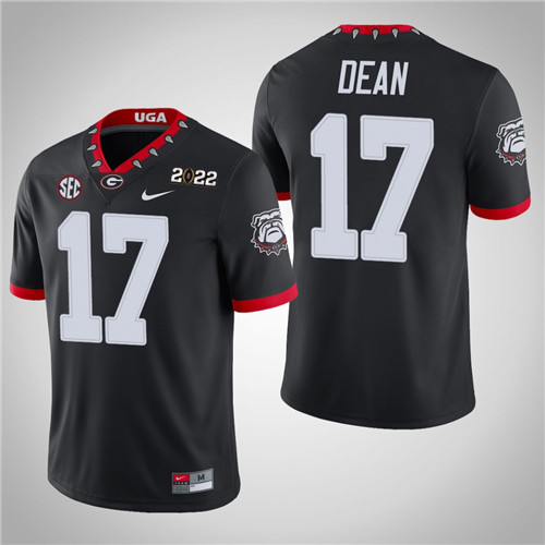 Georgia Bulldogs 17 Nakobe Dean Game 2021 National Champions Jersey Black