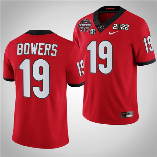 Georgia Bulldogs 19 Brock Bowers 2021-22 CFP National Champions Jersey Red