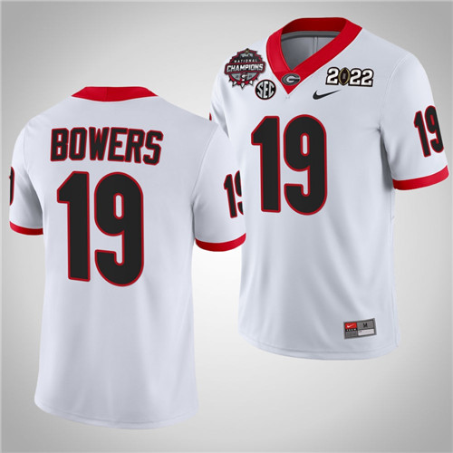 Georgia Bulldogs 19 Brock Bowers 2021-22 CFP National Champions Jersey White
