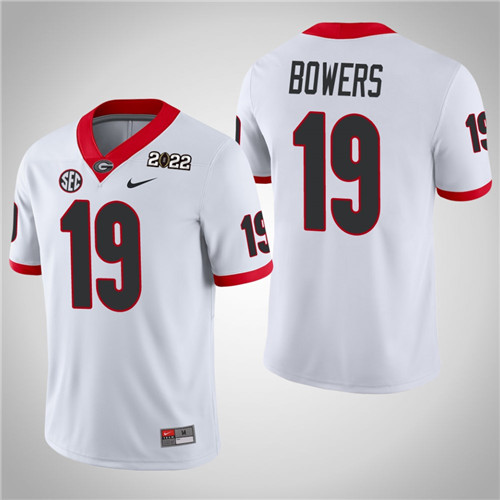 Georgia Bulldogs 19 Brock Bowers Game 2021 National Champions Jersey White