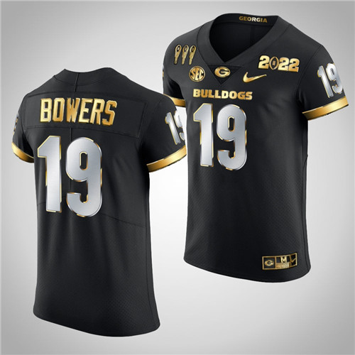 Georgia Bulldogs 19 Brock Bowers Golden Limited 3X CFP National Champions Jersey Black