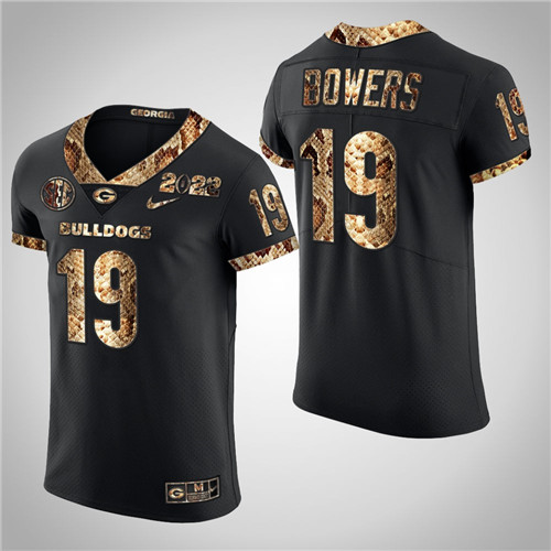 Georgia Bulldogs 19 Brock Bowers Python Skin 2022 College Football Playoff Jersey Black