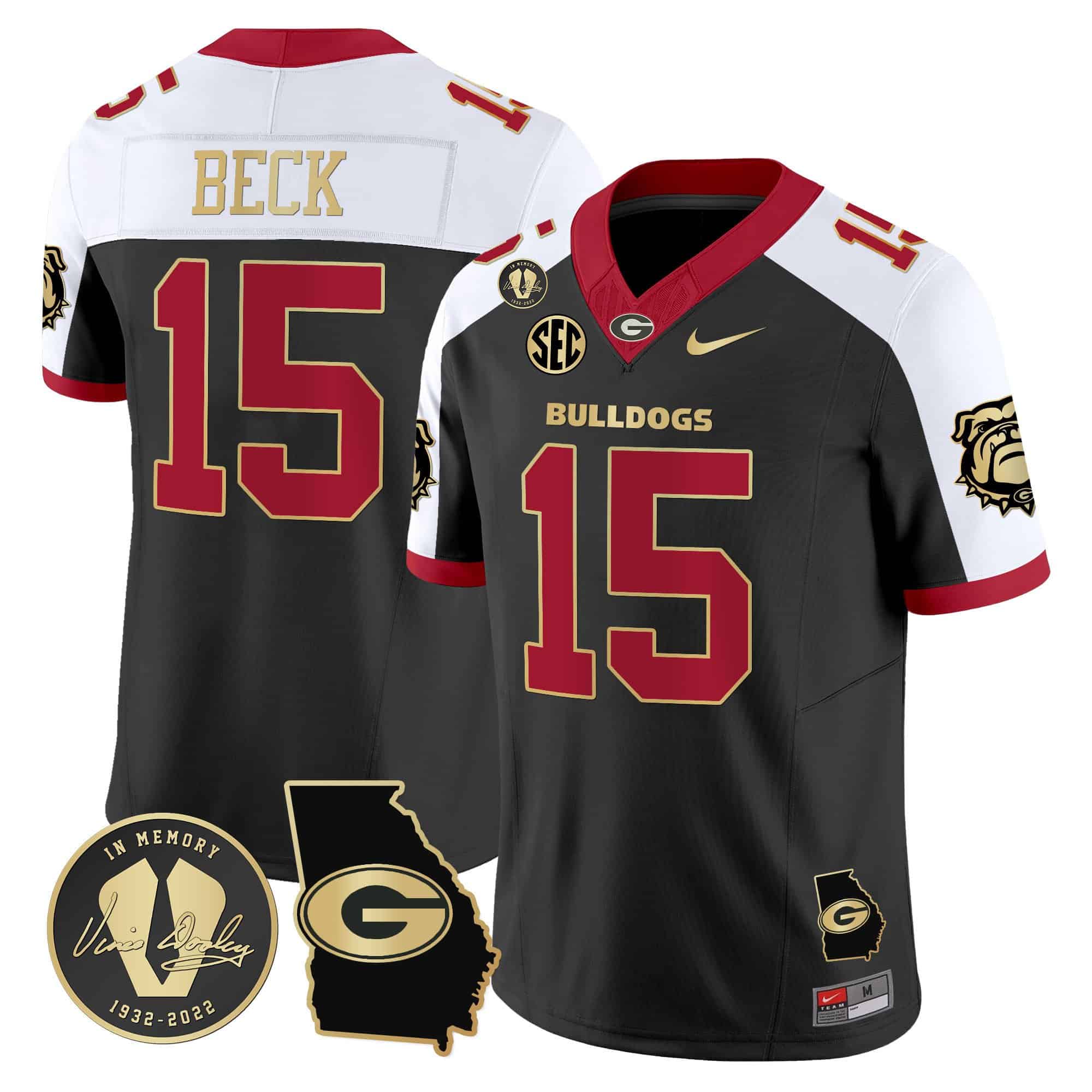 Georgia Bulldogs 2024 Vapor Football Jersey V5 – Georgia Map – All Stitched Alternate #15 Carson Beck