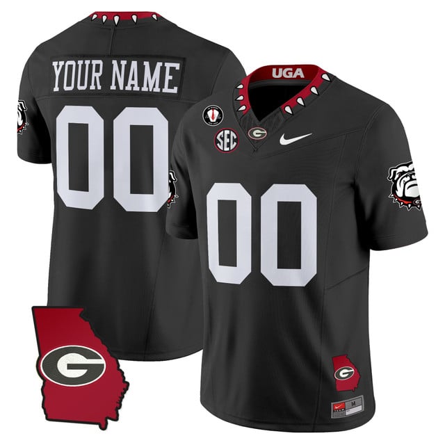 Georgia Bulldogs 2025 Georgia Map & Vince Dooley Patch Vapor Limited Custom Jersey black