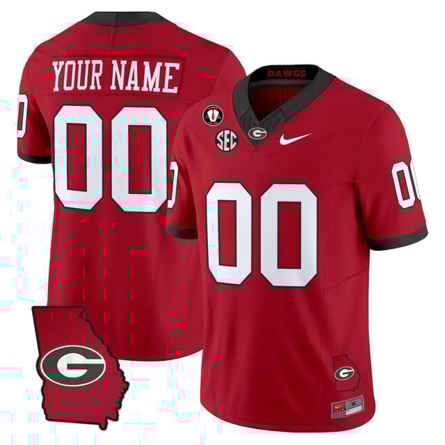 Georgia Bulldogs 2025 Georgia Map & Vince Dooley Patch Vapor Limited Custom Jersey red