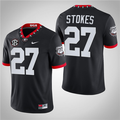 Georgia Bulldogs 27 Eric Stokes NFL Alumni Mascot 100th Anniversary Jersey Black
