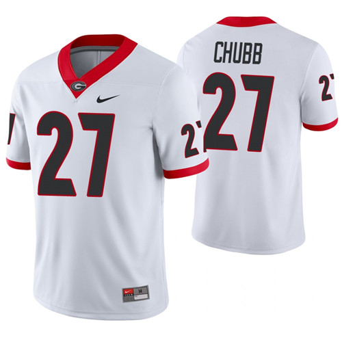 Georgia Bulldogs 27 Nick Chubb College Football Game Jersey White