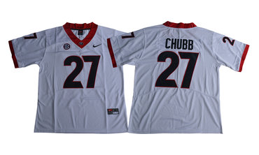 Georgia Bulldogs 27 Nick Chubb White College Football Jersey