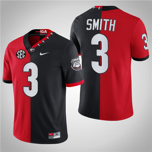 Georgia Bulldogs 3 Roquan Smith 100th Season NFL Alumni Split Edition Jersey Red Black
