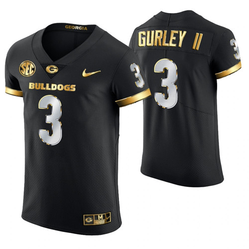 Georgia Bulldogs 3 Todd Gurley II Authentic Golden Edition Jersey Black