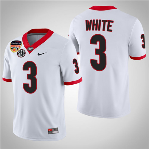 Georgia Bulldogs 3 Zamir White 100th Anniversary 2021 Orange Bowl Jersey White