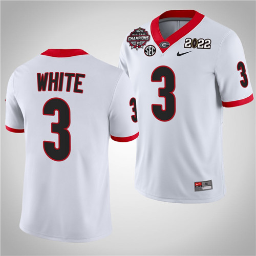 Georgia Bulldogs 3 Zamir White 2021-22 CFP National Champions Jersey White