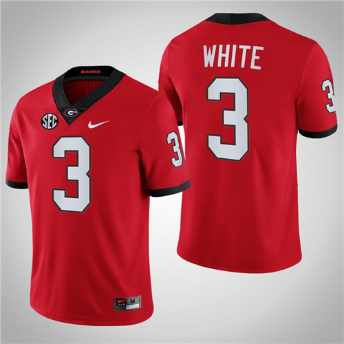 Georgia Bulldogs 3 Zamir White Chick-fil-A Block Number Font Jersey Red