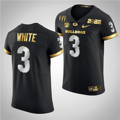 Georgia Bulldogs 3 Zamir White Golden Limited 3X CFP National Champions Jersey Black