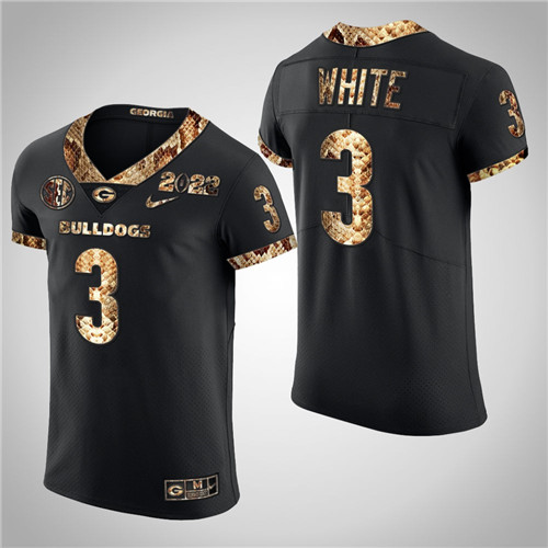 Georgia Bulldogs 3 Zamir White Python Skin 2022 College Football Playoff Jersey Black