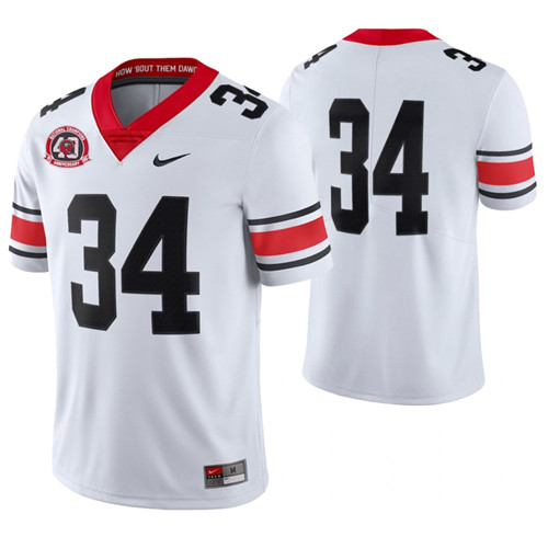 Georgia Bulldogs 34 1980 National Champions College Limited Football Jersey White