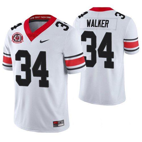 Georgia Bulldogs 34 Herchel Walker 40th Anniversary Alternate College Football Jersey White