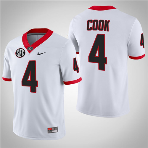 Georgia Bulldogs 4 James Cook Game College Football Jersey White