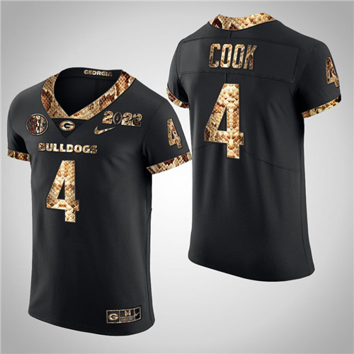 Georgia Bulldogs 4 James Cook Python Skin 2022 College Football Playoff Jersey Black