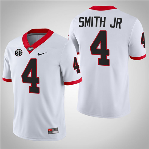 Georgia Bulldogs 4 Nolan Smith Football Block Number Font Jersey White