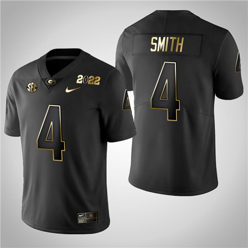 Georgia Bulldogs 4 Nolan Smith Golden 2021 National Champions Jersey Black