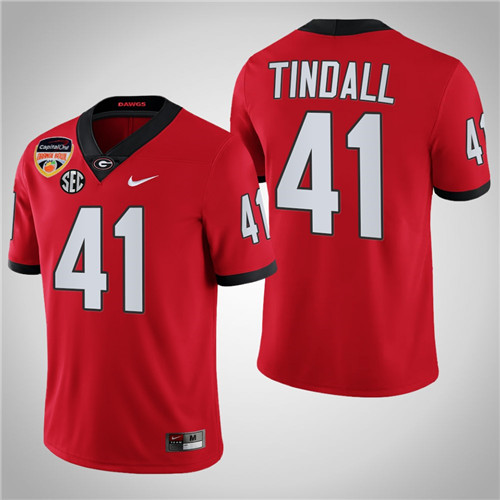 Georgia Bulldogs 41 Channing Tindall College Football Playoff 2021 Orange Bowl Jersey Red