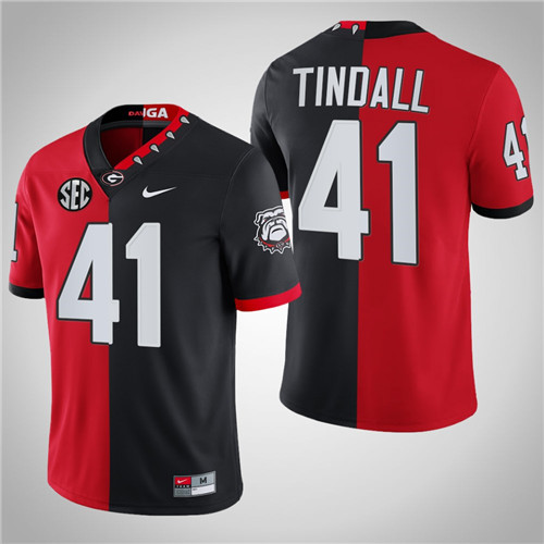 Georgia Bulldogs 41 Channing Tindall Mascot 100th Anniversary Split Edition Jersey Red Black