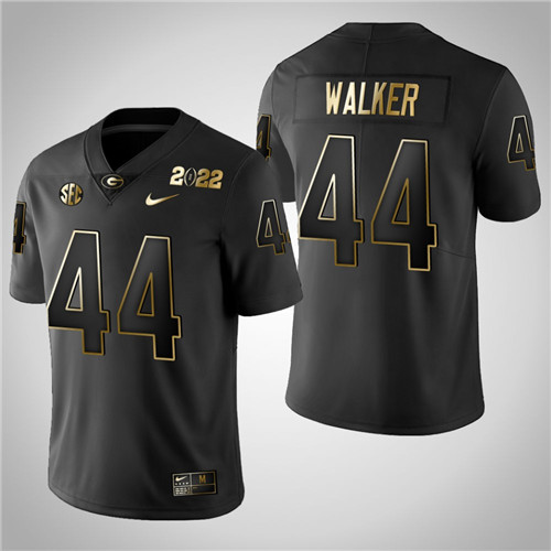 Georgia Bulldogs 44 Travon Walker Golden 2021 National Champions Jersey Black
