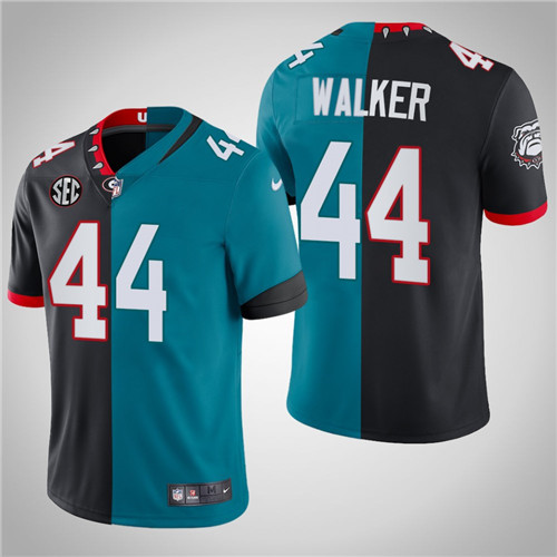 Georgia Bulldogs 44 Travon Walker Split Limited 2022 NFL Draft Jersey Black Teal