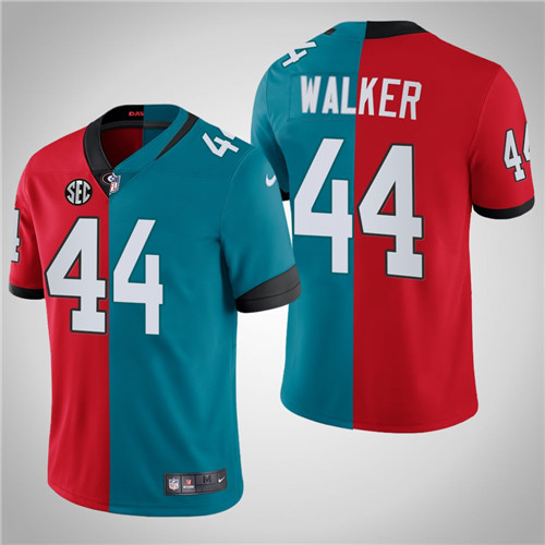 Georgia Bulldogs 44 Travon Walker Split Limited 2022 NFL Draft Jersey Red Teal